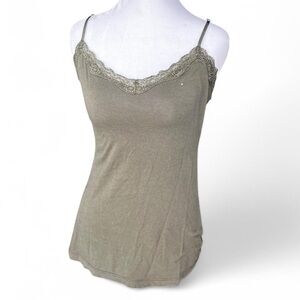 Elegant Lace Trim Olive Green Women's Top